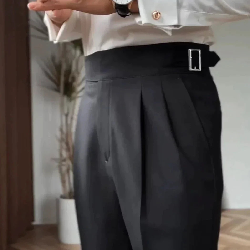 Caleb | Elegant High-Waisted Pleated Pants