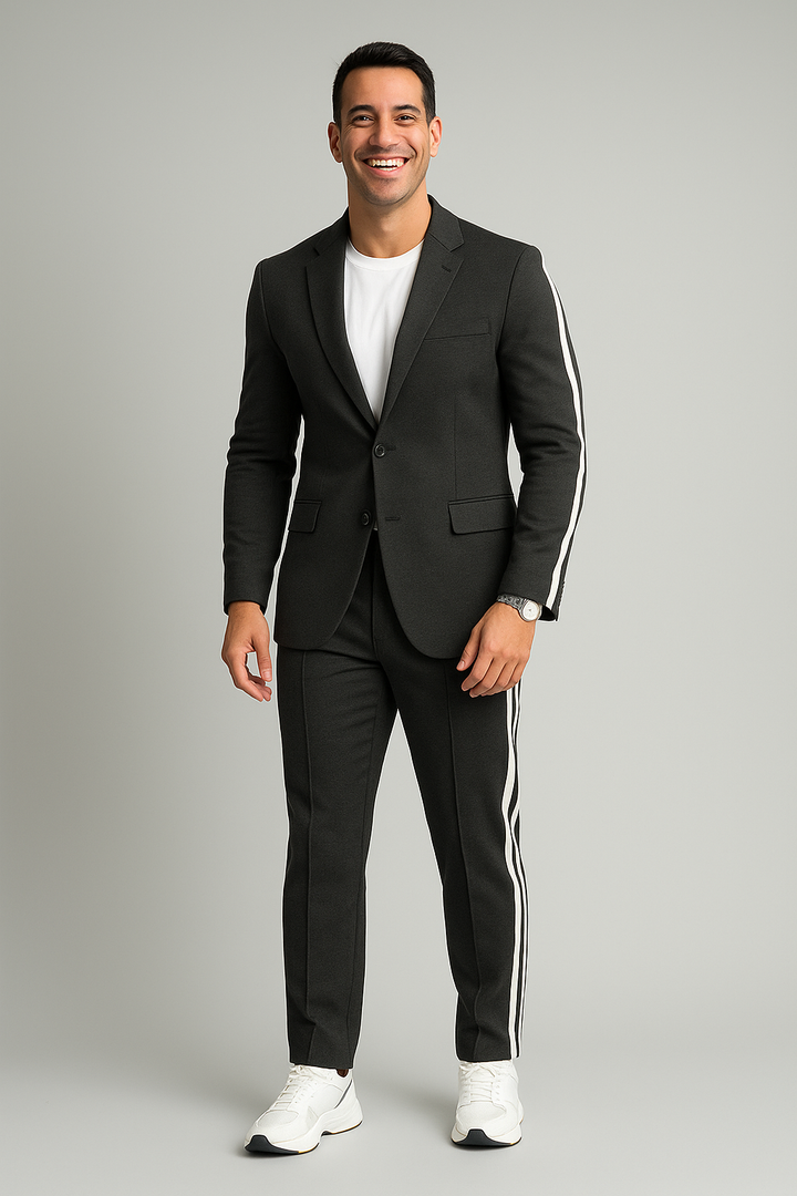Idris | Stylish Two-Piece Blazer and Pants Set with Side Stripe Detail