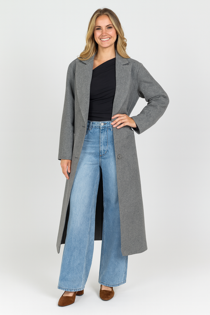 Irene | Elegant Longline Coat with Tailored Lapels