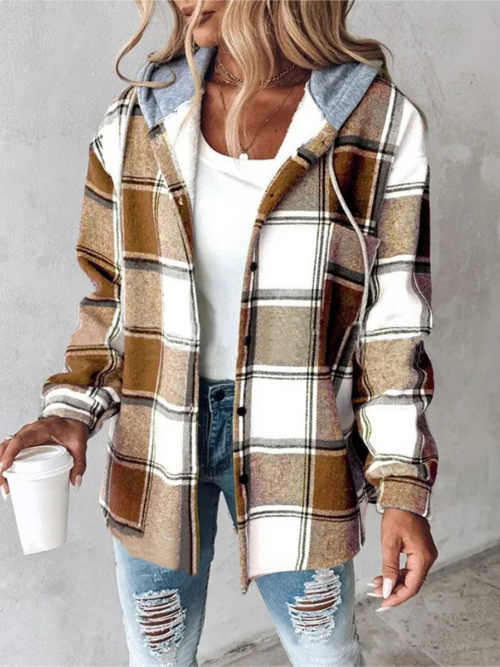 Kaia | Casual Soft Plaid Hooded Shacket