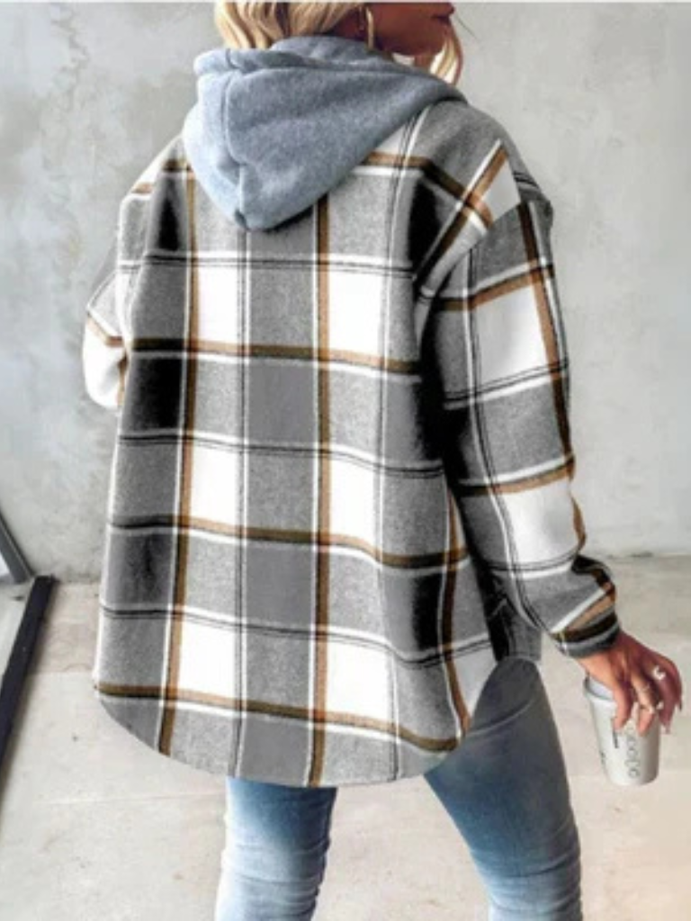 Kaia | Casual Soft Plaid Hooded Shacket