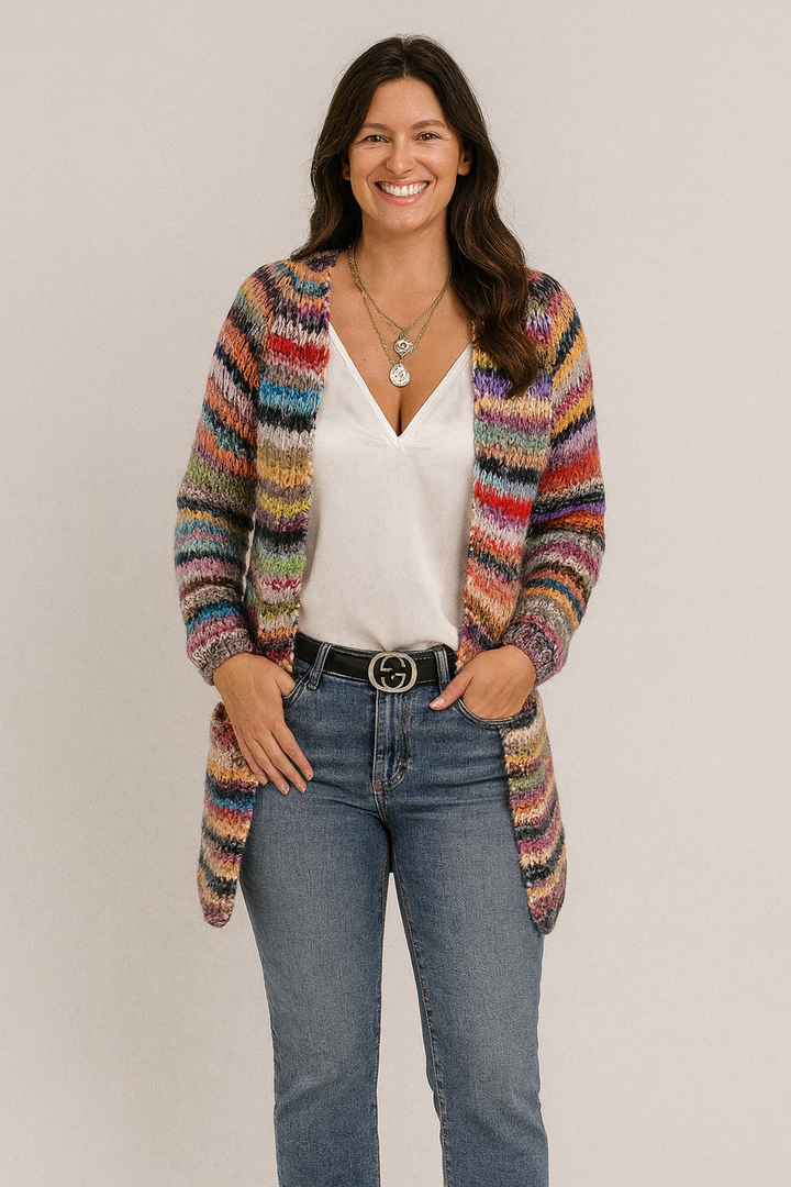 Jovana | Colorful Relaxed-Fit Textured Knit Cardigan