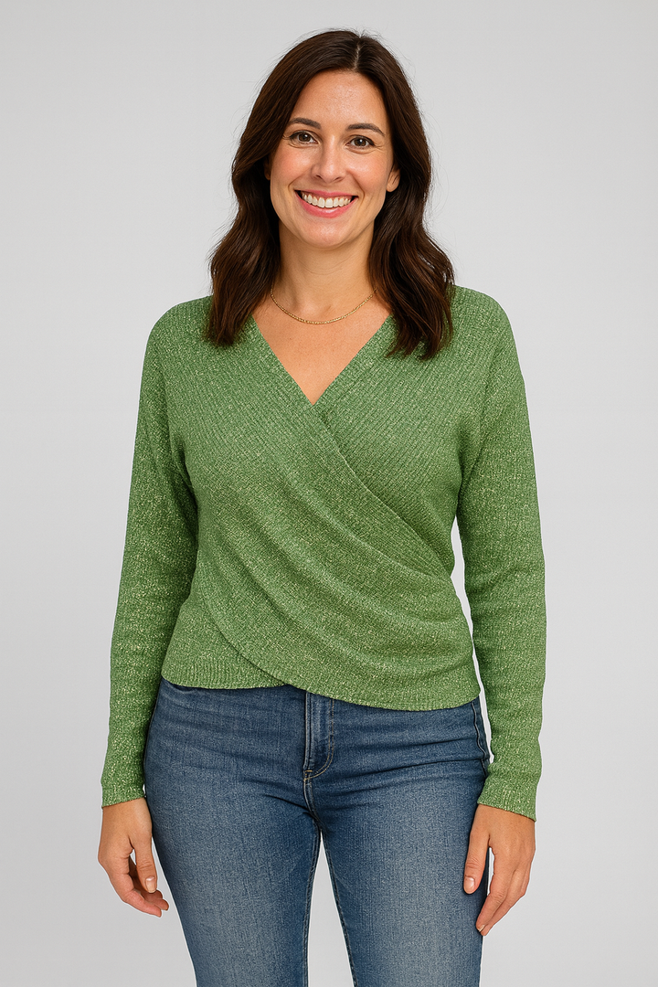 Junia | Elegant V-Neck Cross Front Sweater