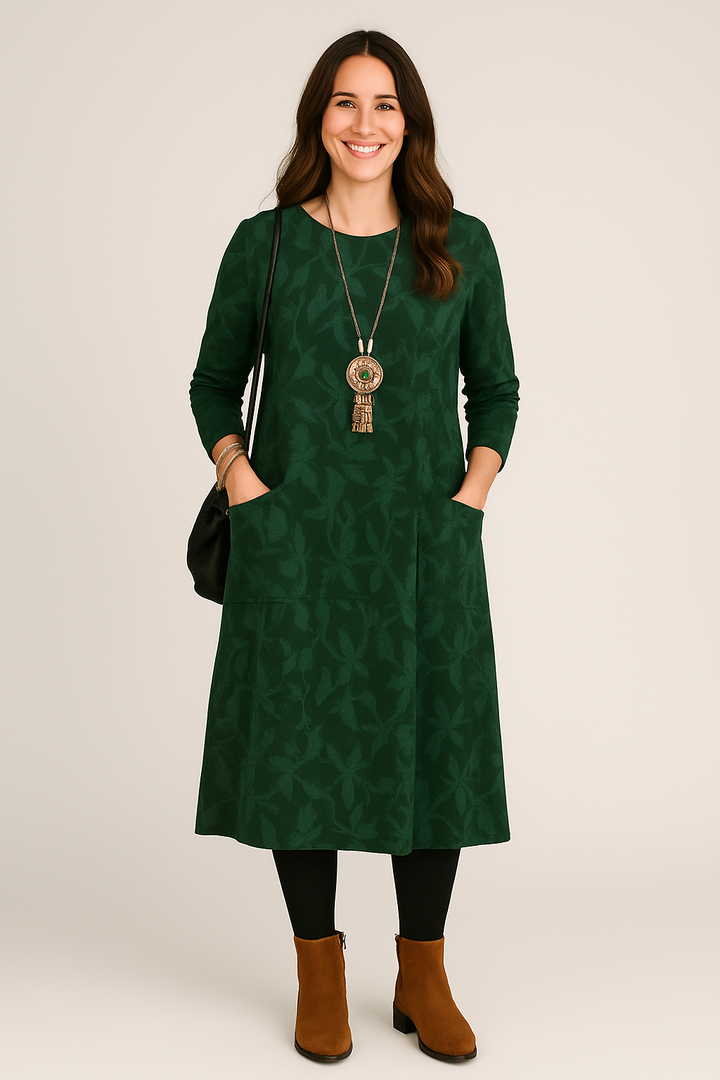 Kalina | Elegant Long-Sleeve Drape Dress