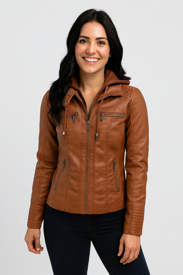 Karoline | Fitted Hooded Jacket with Zipper Details