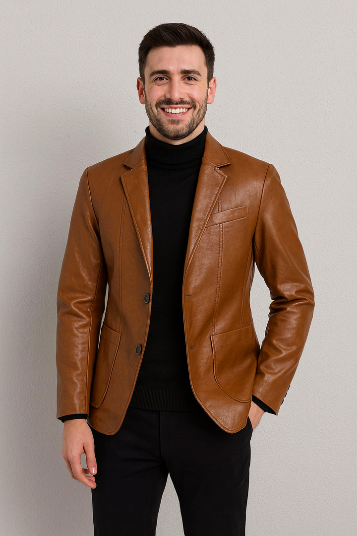 Kelvin  | Vintage Leather Jacket with Classic Tailored Fit