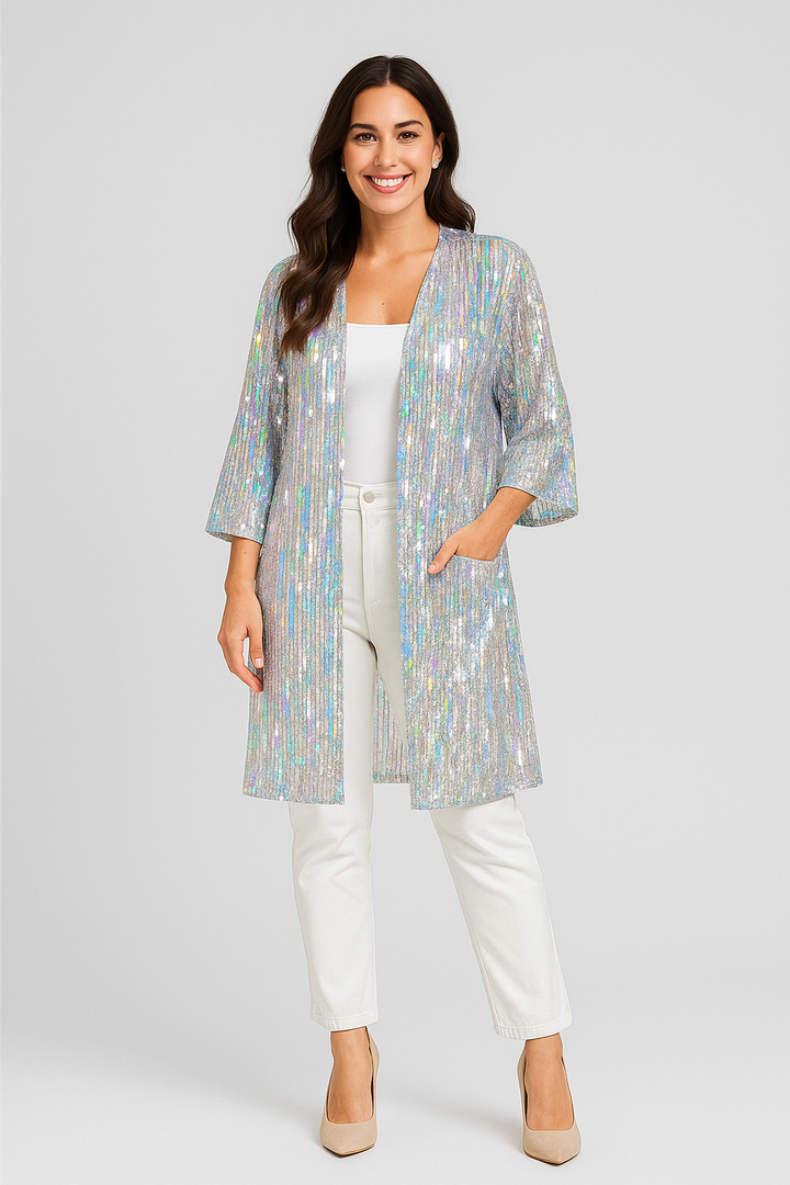 Kornelia | Elegant Long-Sleeve Kimono with Sequin Design