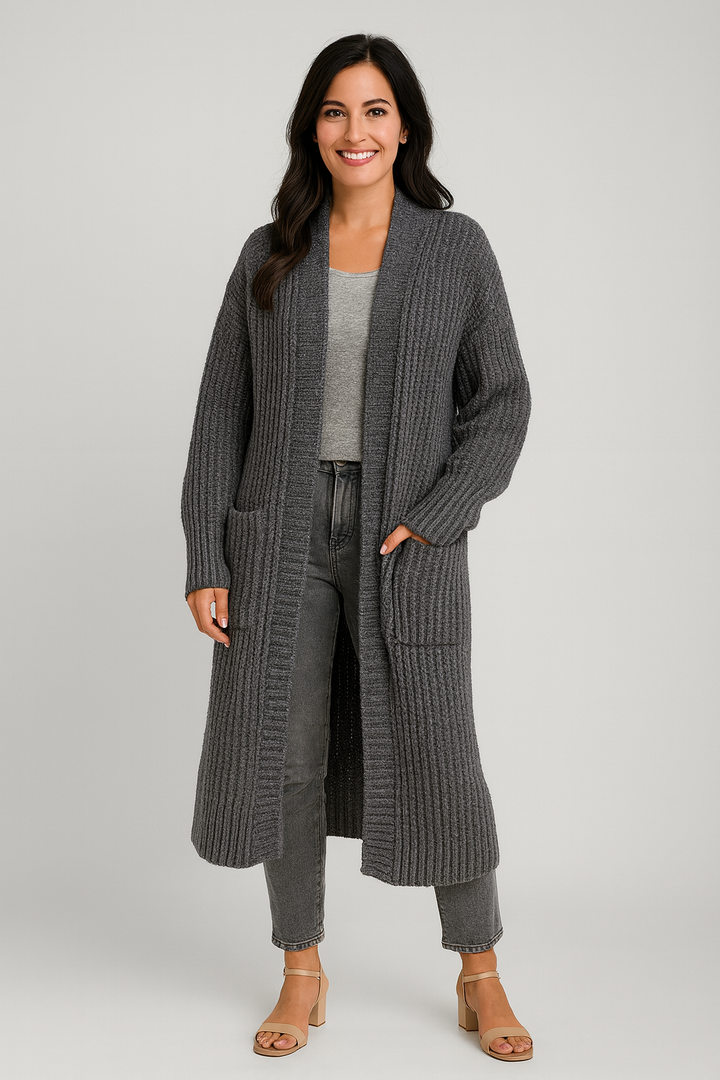 Leona | Elegant Open-Front Longline Cardigan