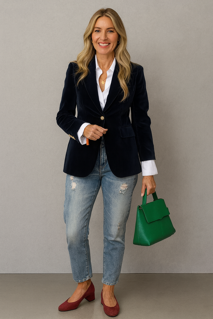 Lileth | Elegant Velvet-Texture Single-Button Blazer