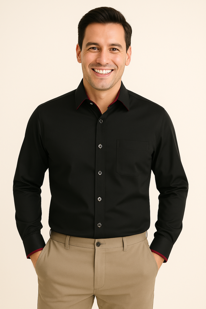 Lucas | Classic Long Sleeve Shirt with Contrast Collar