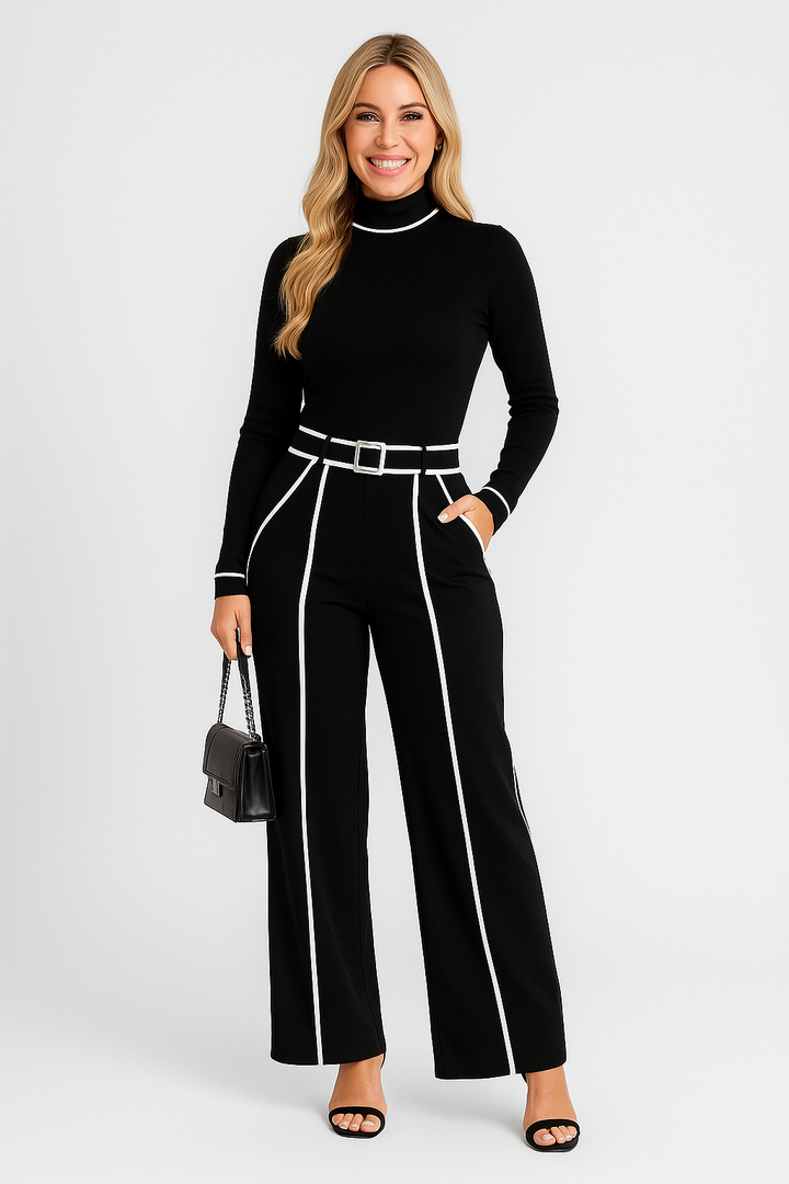 Marcelline | Modern High-Collar Set with Flowing Pants