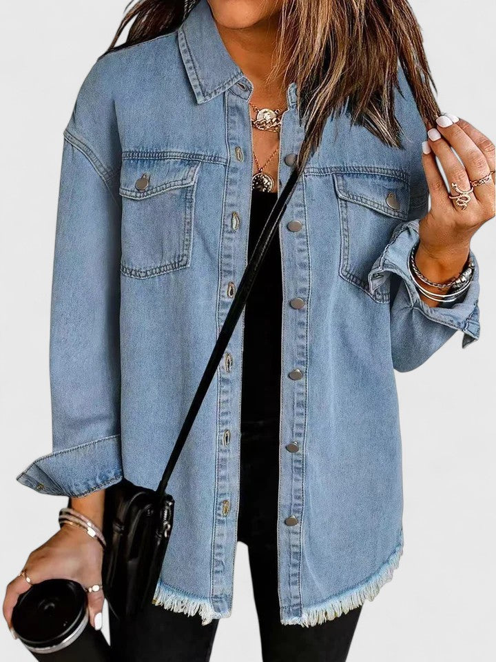 Hailee | Oversized Denim Jacket with Button Front