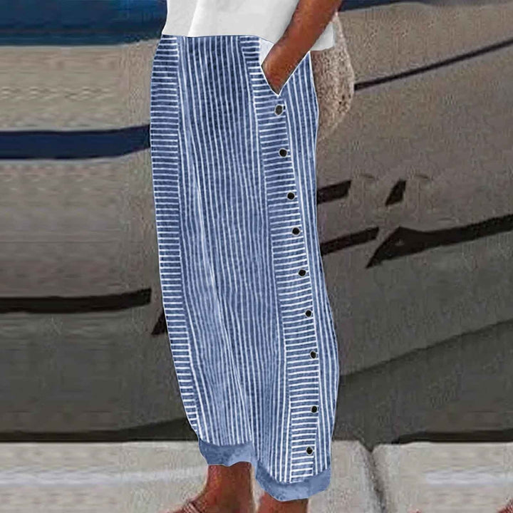 Shaira | Striped Button-Detail Pants