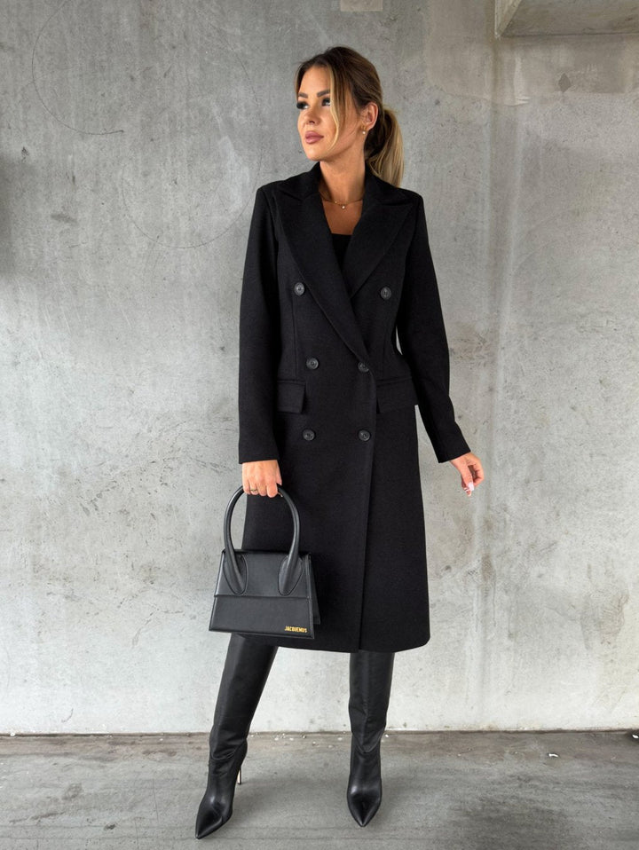 Yalena | Elegant Long Double-Breasted Coat