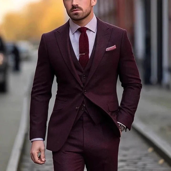 Renwick | Elegant Three-Piece Slim Fit Wedding Guest Suit