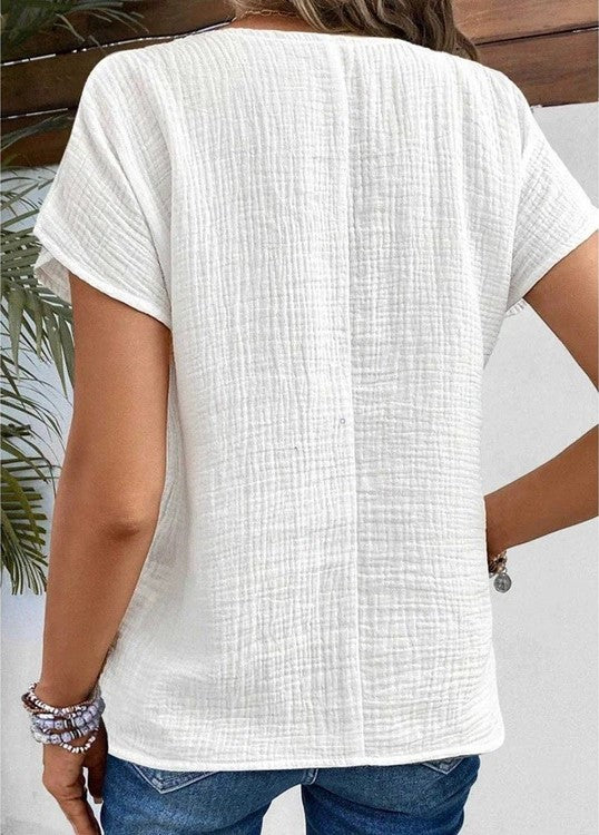 Kathryn | V-Neck Button Collar Top