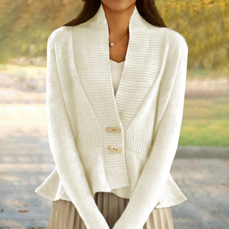Amelina | Scandinavian-Style V-Neck Button Knit Cardigan