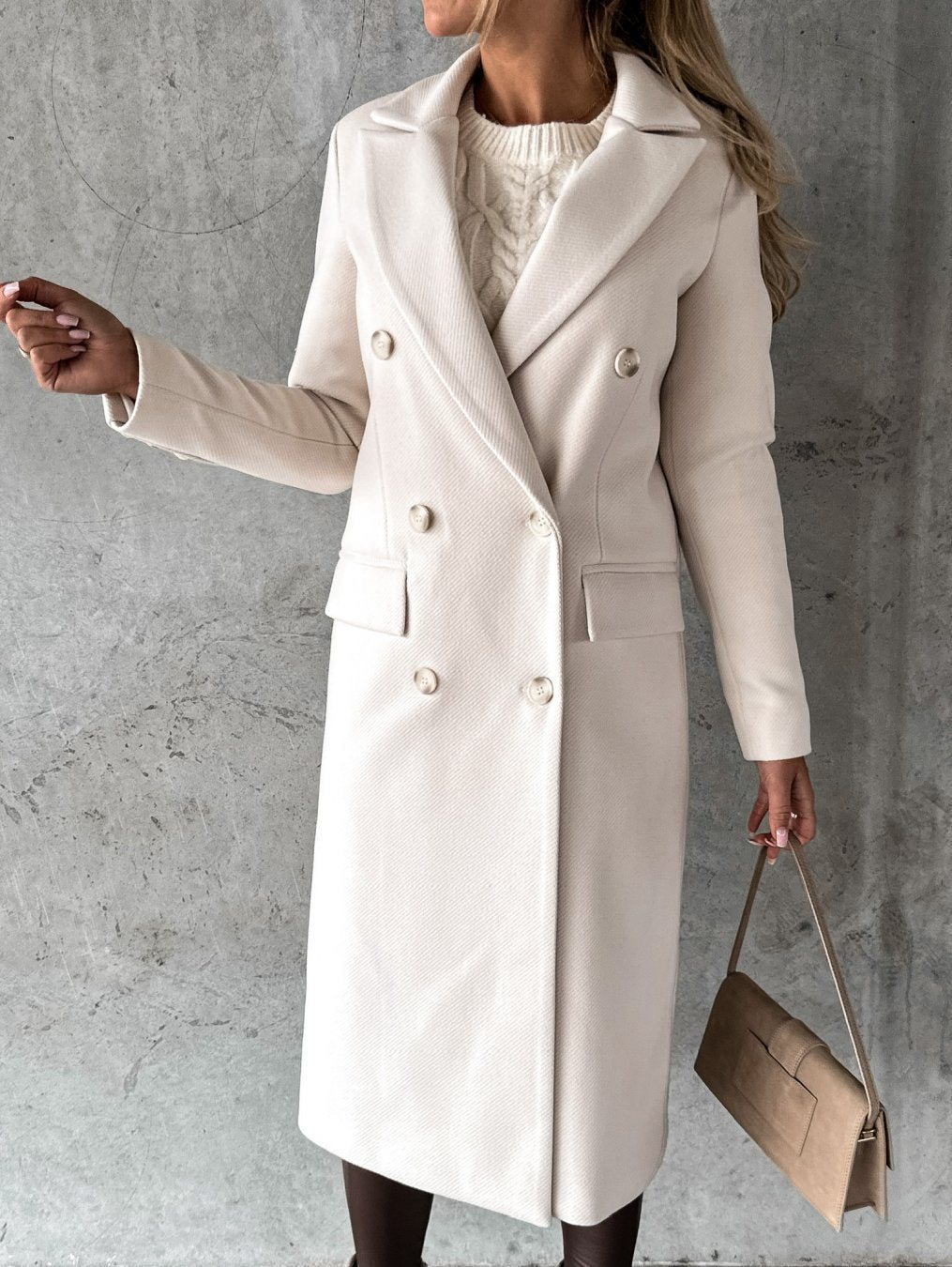 Yalena | Elegant Long Double-Breasted Coat