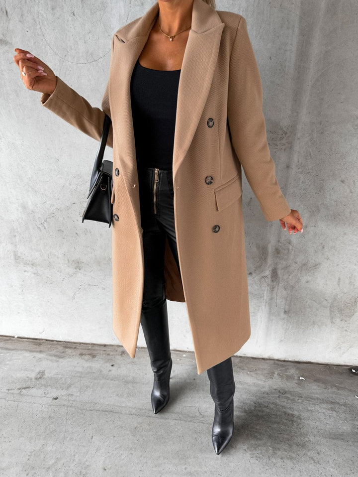 Yalena | Elegant Long Double-Breasted Coat