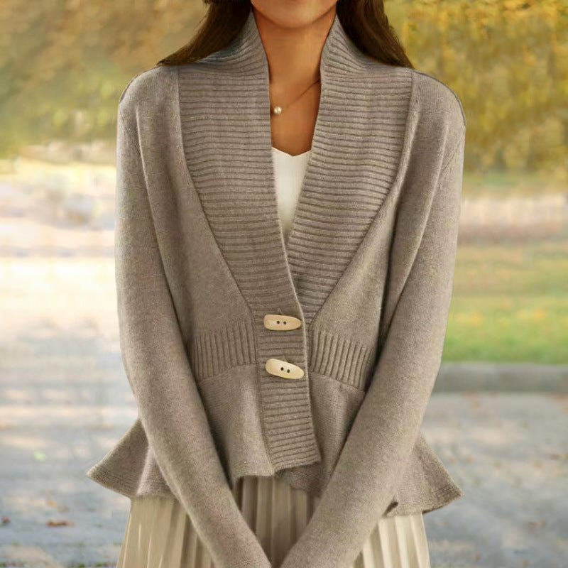 Amelina | Scandinavian-Style V-Neck Button Knit Cardigan