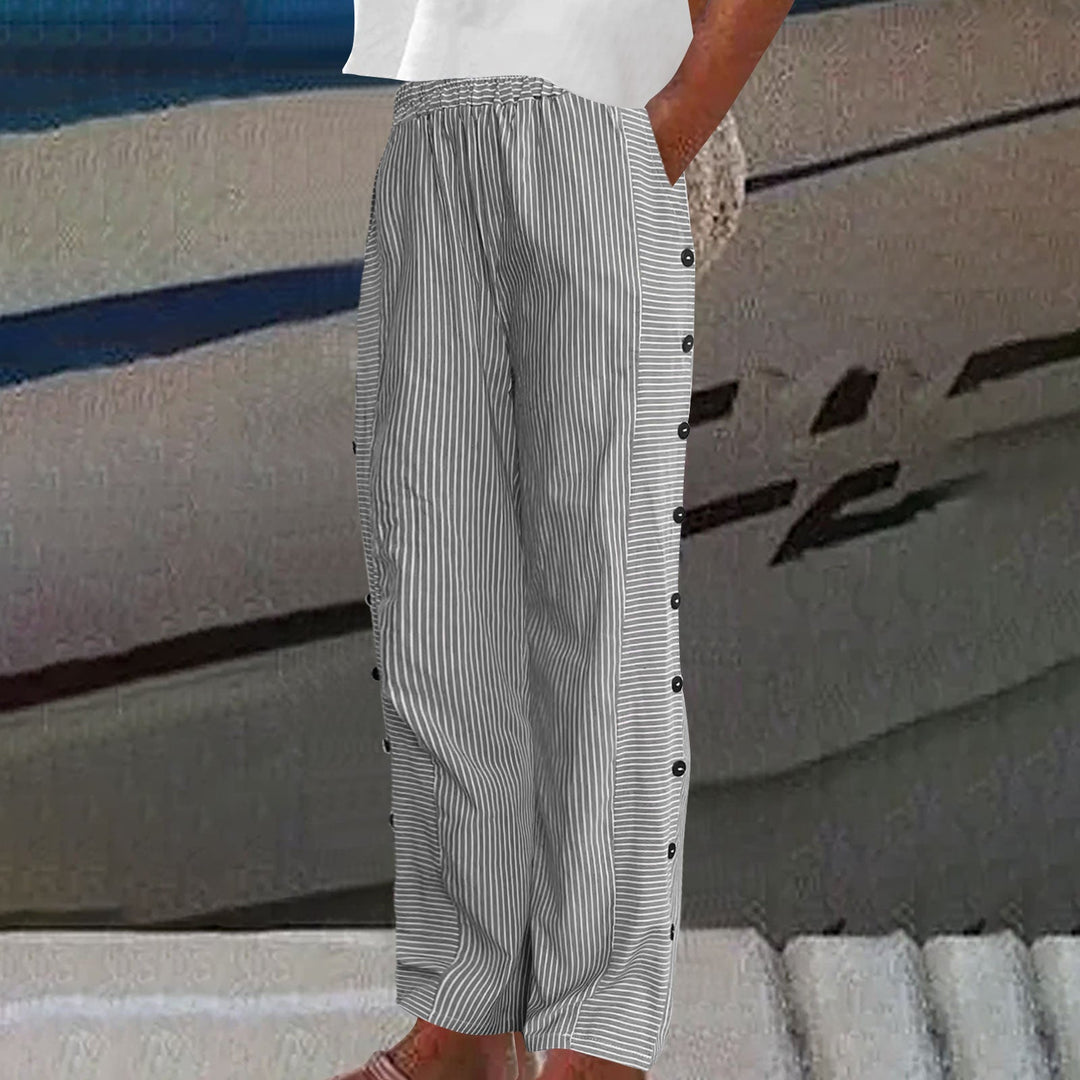 Shaira | Striped Button-Detail Pants