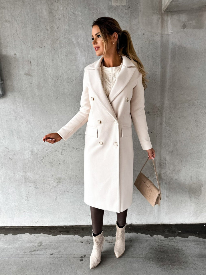 Yalena | Elegant Long Double-Breasted Coat