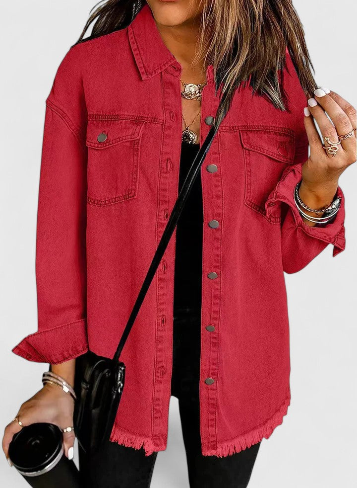 Hailee | Oversized Denim Jacket with Button Front