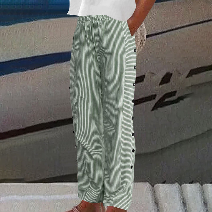 Shaira | Striped Button-Detail Pants