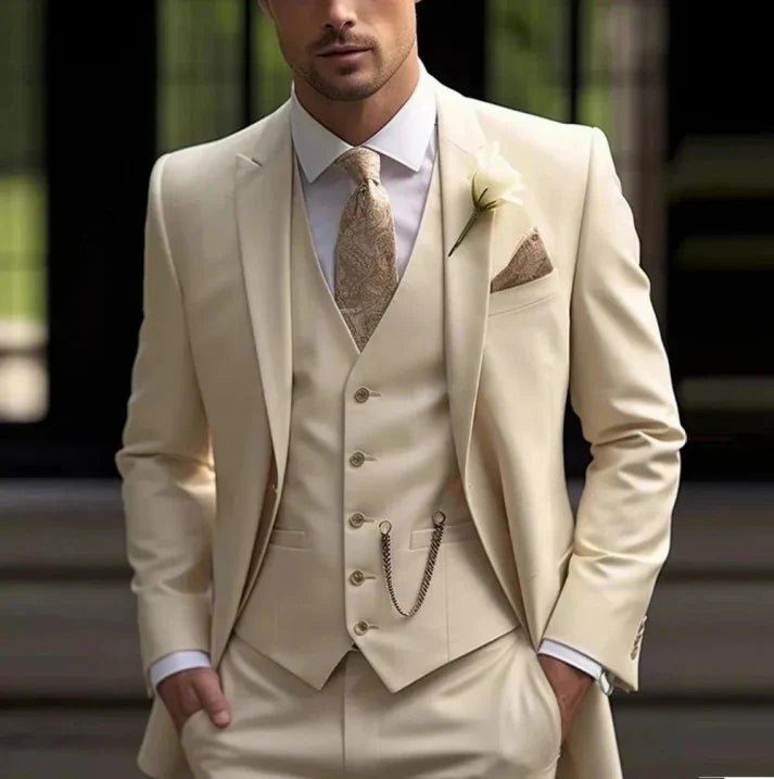 Renwick | Elegant Three-Piece Slim Fit Wedding Guest Suit