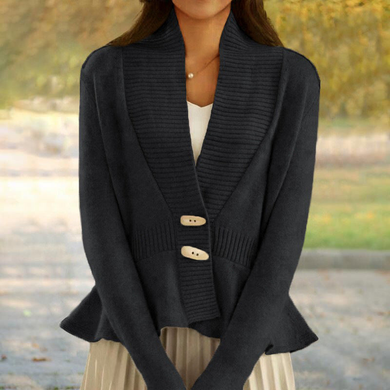 Amelina | Scandinavian-Style V-Neck Button Knit Cardigan