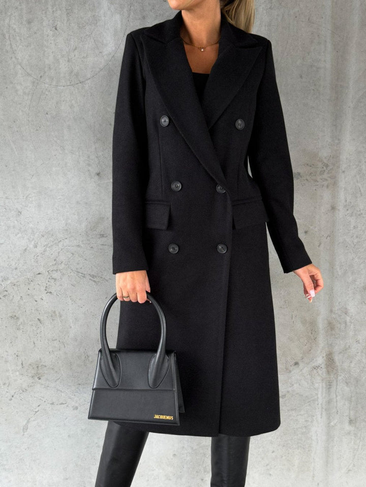 Yalena | Elegant Long Double-Breasted Coat
