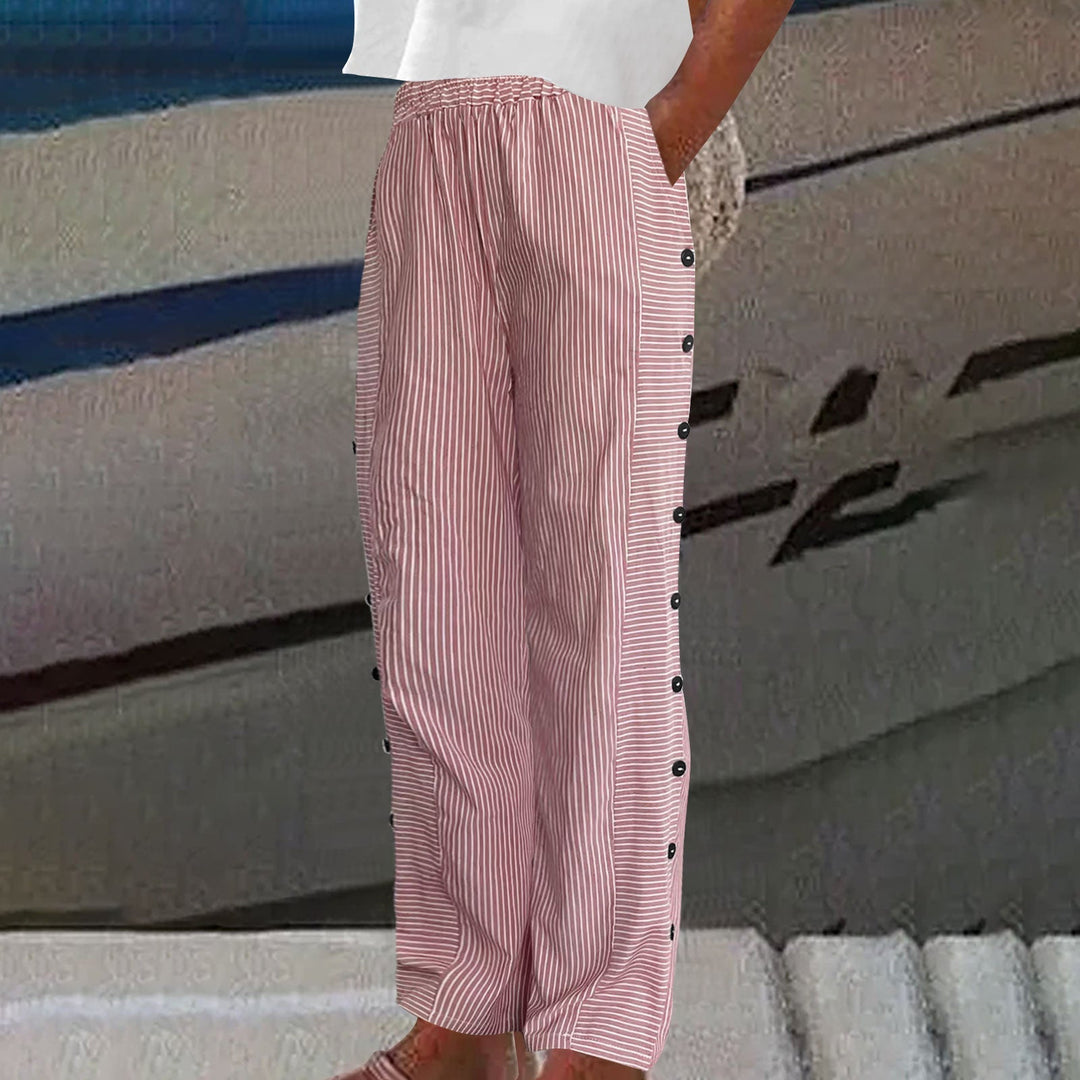 Shaira | Striped Button-Detail Pants