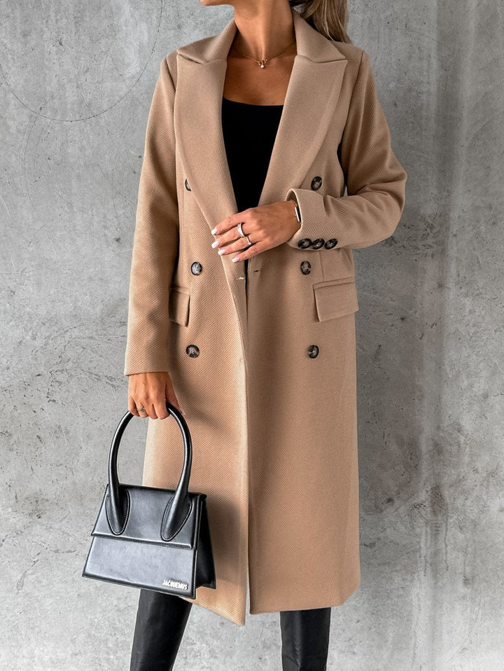 Yalena | Elegant Long Double-Breasted Coat