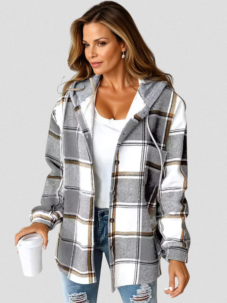 Kaia | Casual Soft Plaid Hooded Shacket