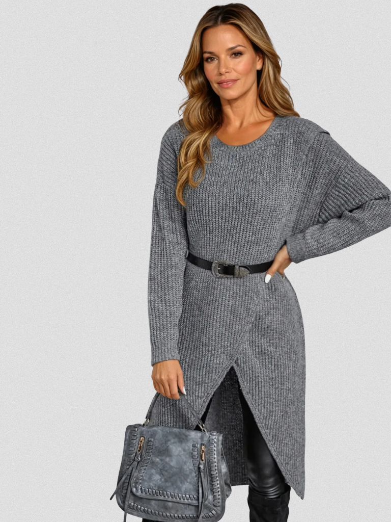 Inara | Elegant Long-Sleeve Wrap Knit Dress