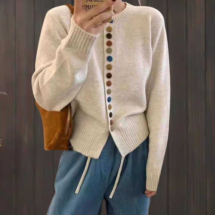 Celestine | Cozy Knit Cardigan with Colorful Button Accents