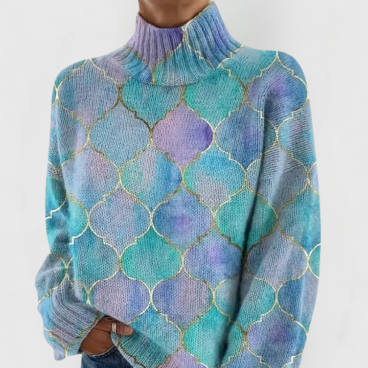 Linda | Charming Floral Turtleneck Soft-Knit Sweater