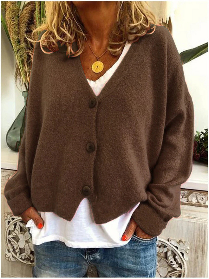 Demelza | Classic V-Neck Button-Front Knit Cardigan