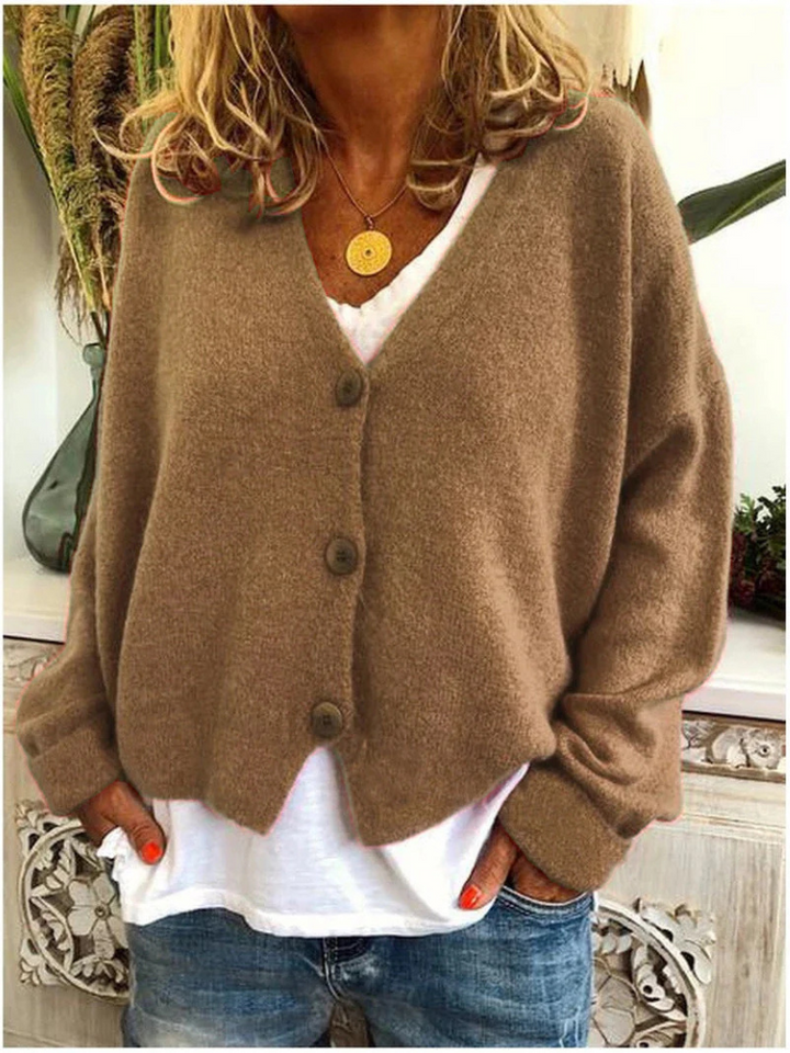 Demelza | Classic V-Neck Button-Front Knit Cardigan