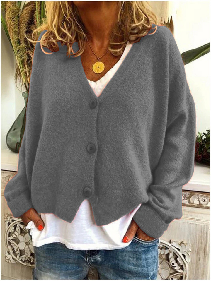 Demelza | Classic V-Neck Button-Front Knit Cardigan