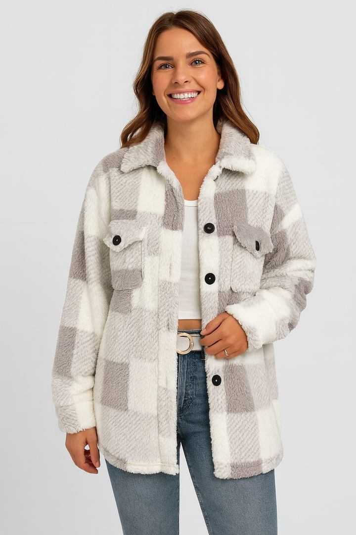 Orielle | Stylish Oversized Checkered Jacket with Pockets