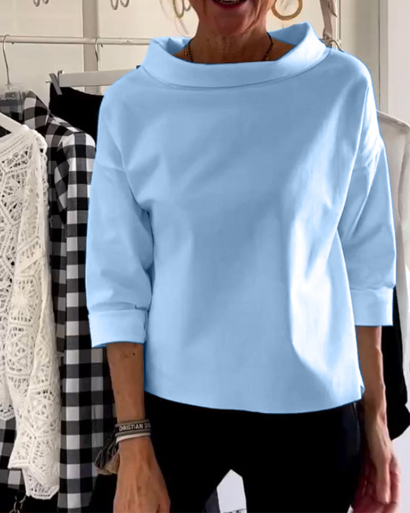 Tahlia | Elegant Casual High Collar Long Sleeve Top