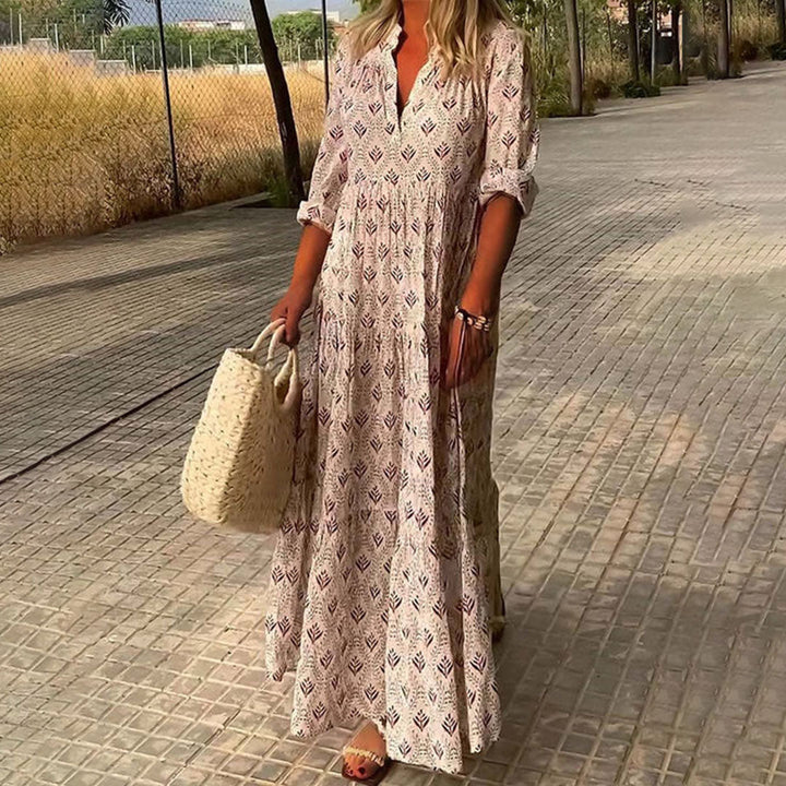 Angela | Boho Maxi V-Neck Dress