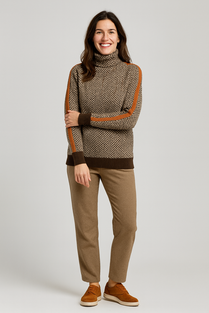 Prisca | Chic High-Neck Stripe Sweater