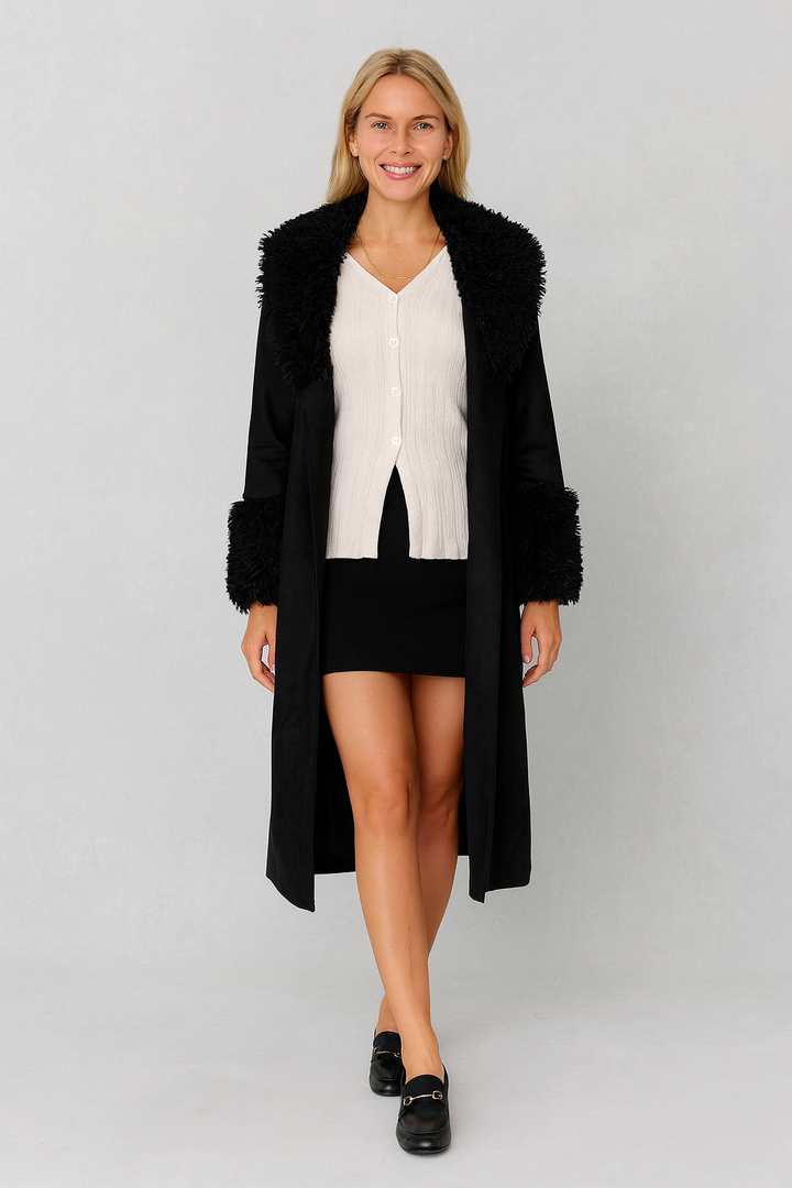 Pristine | Vintage-Inspired Fur Trimmed Long Coat