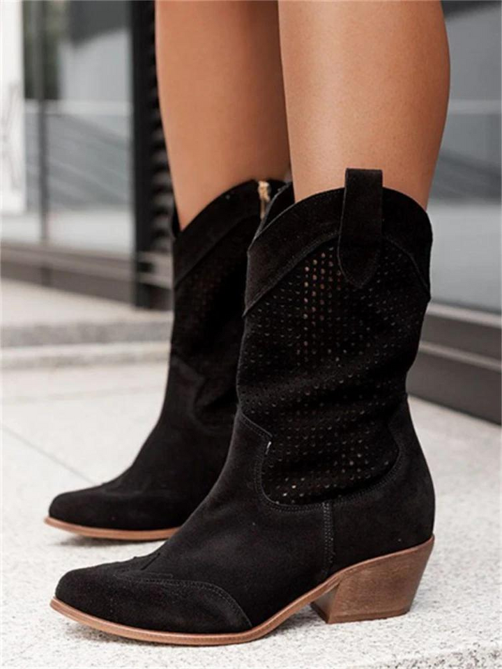 Adalyn | Classic Low Heel Stylish Cowboy Boots