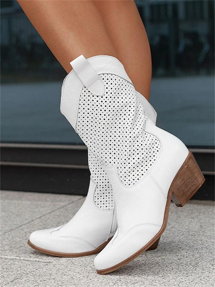 Adalyn | Classic Low Heel Stylish Cowboy Boots