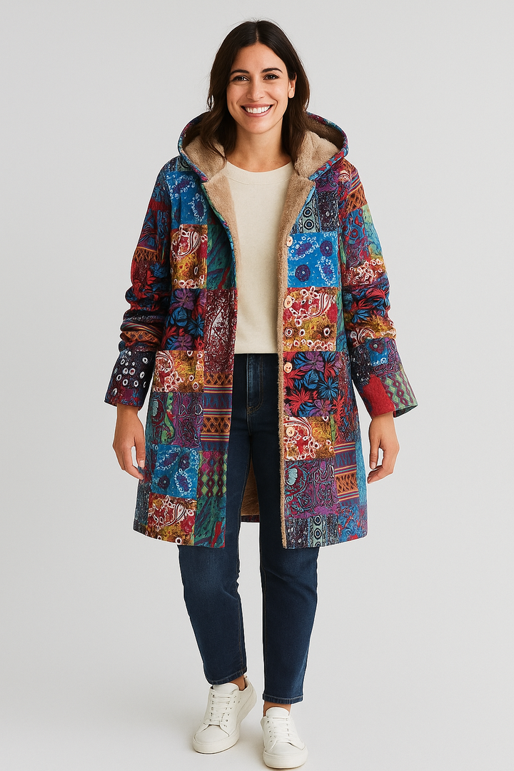 Rheighan | Cozy Bohemian Patchwork Hooded Jacket
