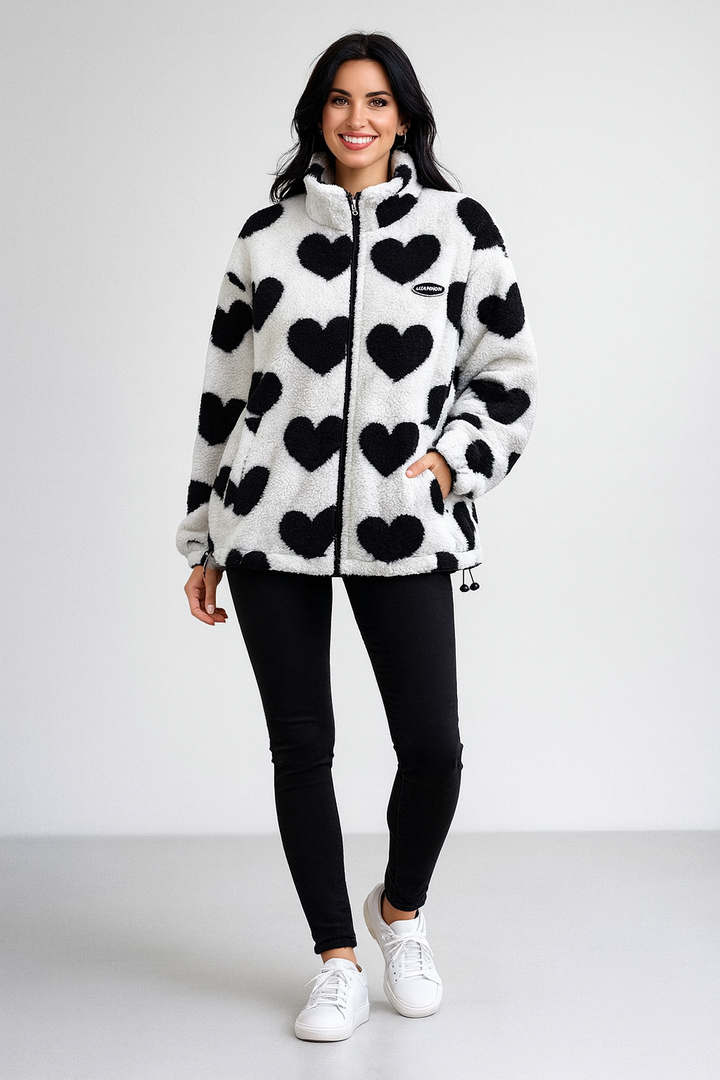Rhian | Cozy  Reversible Heart-Pattern Jacket