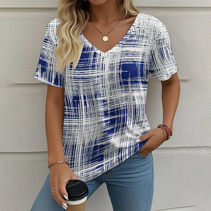 Rowena | Plaid V-Neck Tee